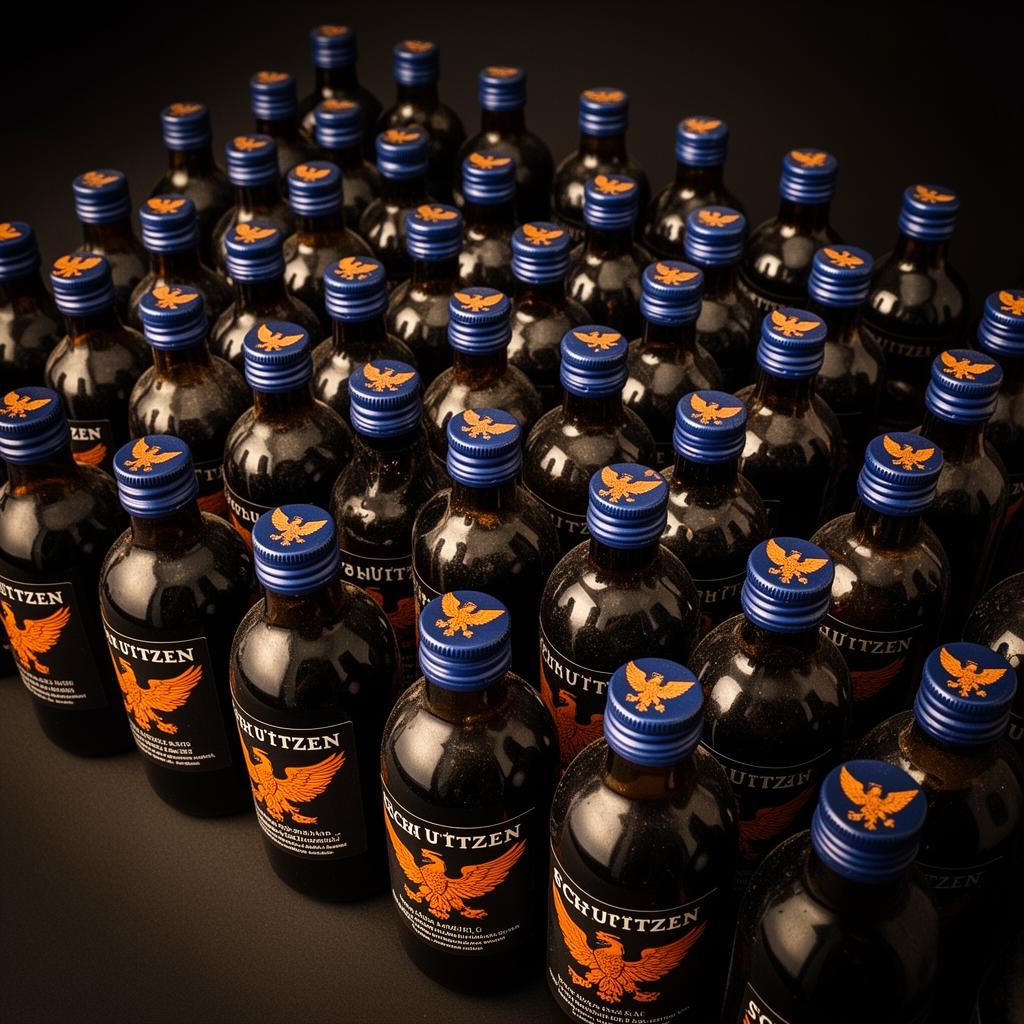 Schuetzen Black Powder bottles arranged in formation